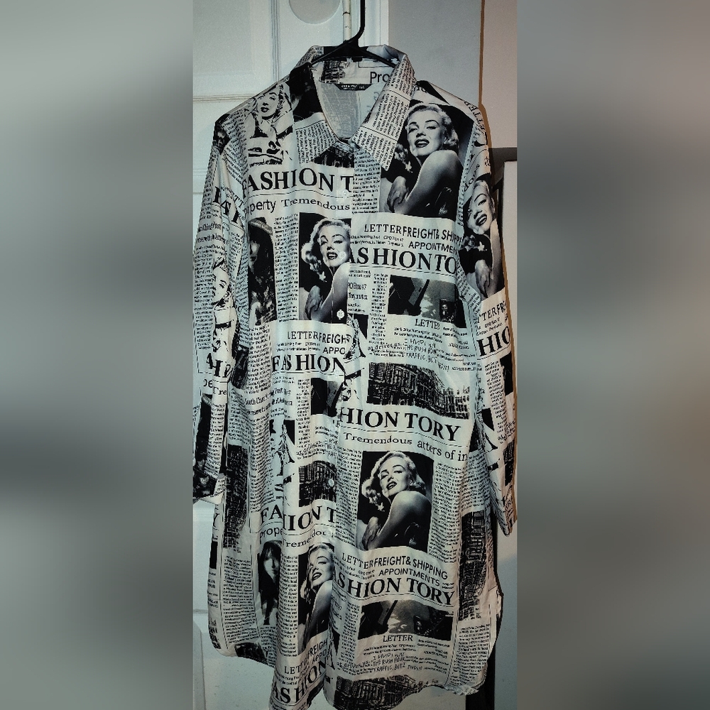 Black and White Newspaper Print Dress